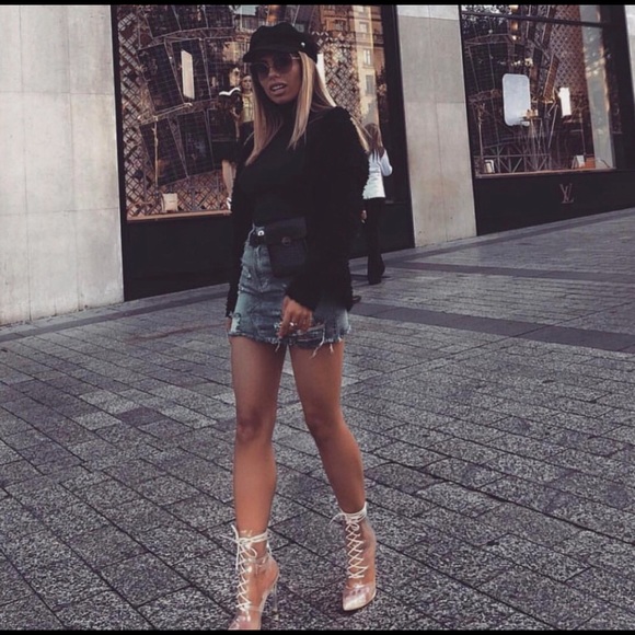 Just In! 🖤Transparent Lace Up Pointy Toe Booties - Picture 3 of 3